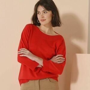 Pulóver csónak nyakkal és 7/8 ujjal kép