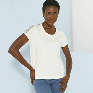 Póló kerek nyakkal és csipkével kép