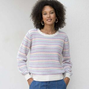 Pulóver színes csíkokkal és sima mintával kép