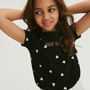 Reserved - Szívmintás pamutpóló - Fekete kép