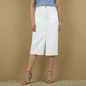 Egyenes farmer midi szoknya hasítékkal kép