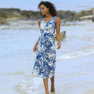 Ujjatlan, ujjatlan, felhajtott midi ruha mintával kép