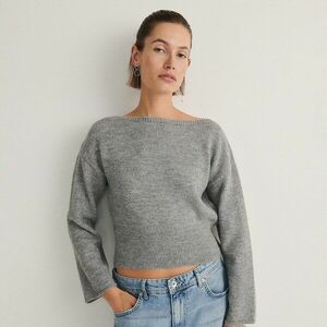 Reserved - Pulóver széles, bordás szegéllyel - Szürke kép