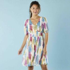 Rövid voile ruha mintával, kisebb testalkatúak számára kép