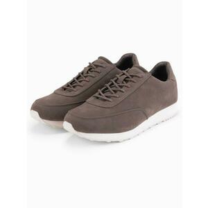 Férfi sportcipő öko bőrből, szarvasbőr felülettel – sötétbarna V2 OM-FOCS-0161 kép