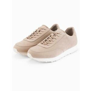 Férfi sportcipő öko bőrből, szarvasbőr felülettel – homokszínű V4 OM-FOCS-0161 kép