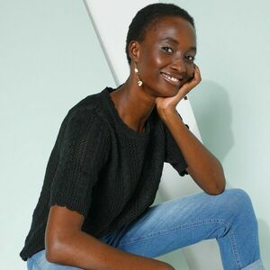 Rövid ujjú csipke pulóver kép