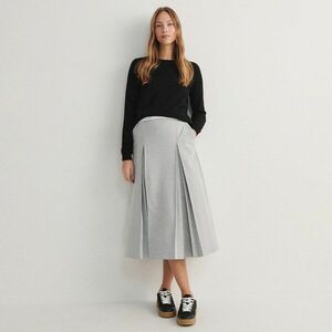 Reserved - Midi szoknya övvel - Világosszürke kép