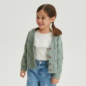 Reserved - Áttört mintájú kardigán - Zöld kép