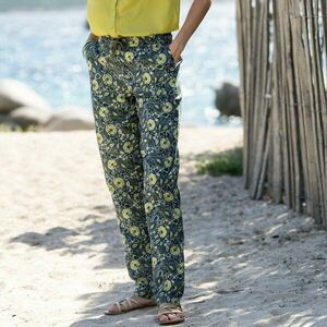 Keskeny nadrág etno mintával, pamut-vászon kép