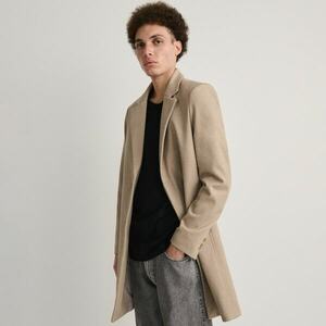 Reserved - Klasszikus hosszú kabát - Krém kép