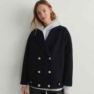 Reserved - Gyapjútartalmú rövid kabát - Tengerészkék kép