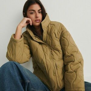 Reserved - Állógalléros steppelt dzseki - Zöld kép