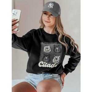 Női oversize pulóver MISOBEARS medvékkel, fekete kép