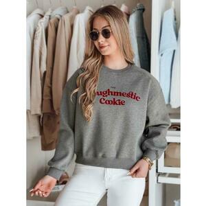 Női oversize pulóver COOKIES nyomtatással, sötét szürke kép