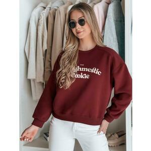 Női oversize pulóver COOKIES nyomtatással, bordó kép