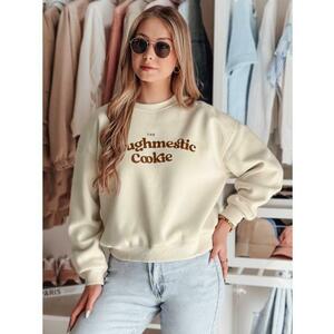 Női oversize pulóver COOKIES nyomtatással, világos bézs kép