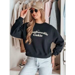 Női oversize pulóver COOKIES nyomtatással, gránát kép