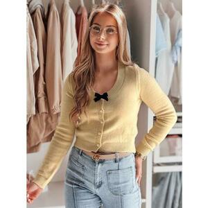 Női rövid pulóver LAMURE bézs masnival kép