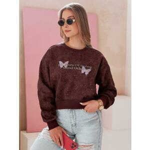 Női oversize tie-dye pulóver pillangókkal SPARKI bordó kép