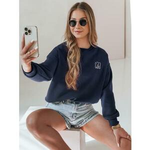 Női oversize pulóver hímzéssel SOFTSLON, sötétkék kép