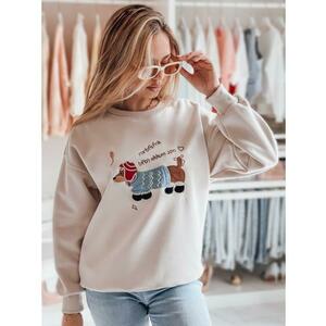 Női oversize pulóver DOGSWEETY hímzéssel, cappuccino kép