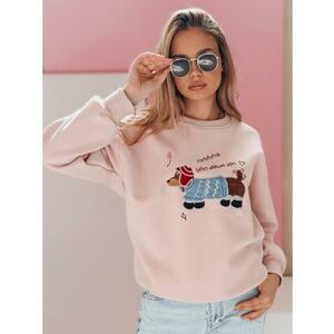 Női oversize pulóver DOGSWEETY hímzéssel, rózsaszín kép