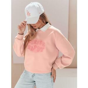 Női oversize pulóver HAPIRES rózsaszín nyomtatással kép