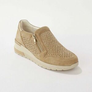 Bőr tornacipő cipzárral, ék alakú talppal kép