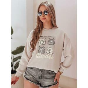 Női oversize pulóver MISOBEARS medvékkel, bézs kép