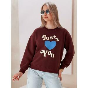 Női oversize pulóver FEELME nyomtatással bordó kép