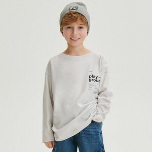 Reserved - Oversized hosszú ujjú póló mintával - Világosszürke kép