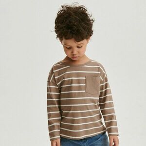 Reserved - Oversized csíkos, hosszú ujjú póló - Barna kép