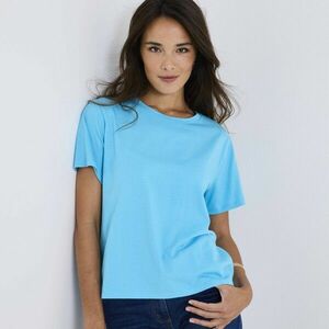 Egyenes ing rövid ujjakkal és kerek nyakkivágással kép