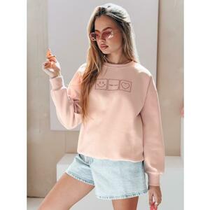 Női oversize pulóver EASYJOY hímzéssel, rózsaszín kép