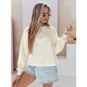 Női oversize pulóver EASYJOY hímzéssel, vajszínű kép