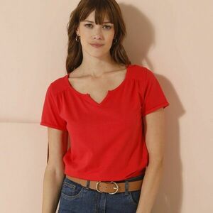 Egyszínű póló tunéziai nyakkivágással kép