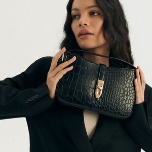 Reserved - Krokodilbőrmintás táska - Fekete kép