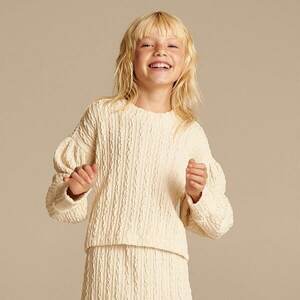 Reserved - Hosszú ujjú, bordázott anyagú póló - Krém kép