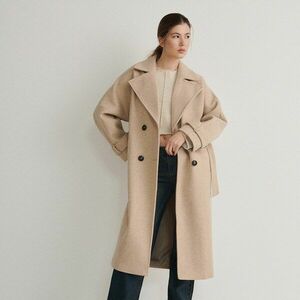 Reserved - Kabát megkötős övvel - Bézs kép