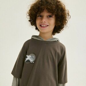 Reserved - Oversized hosszú ujjú póló mintával - Szürke kép