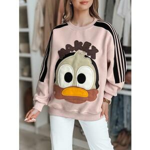 Női oversize pulóver CUTE MAKEX felvarrókkal, rózsaszín kép