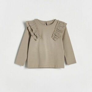 Reserved - Hosszú ujjú pamutpóló fodrokkal - Khaki kép