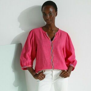 Hímzett blúz egyszínű pamutból, egyszínű hímzéssel kép