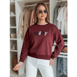 Női oversize pulóver SOFTRUS borvörös hímzéssel kép