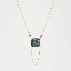 Reserved - Nyaklánc szintetikus ékkőből készült függővel - Arany kép