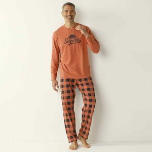 Hosszú ujjú, kockás pamut pizsama és nadrág kép