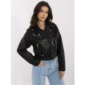 Fekete női motoros kabát cipzárral kép