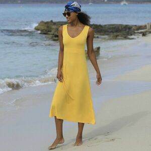 Egyszínű, bővített ujjatlan midi ruha kép