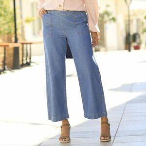 Széles szabású farmer, hátul elasztikus derékrészen gumírozással kép